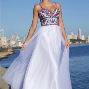 Mori Lee Prom White Multi color Size 2 Worn one time in almost perfect condition